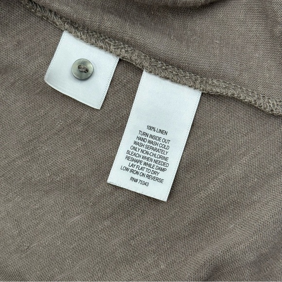 St. Tropez Brown Fitted 100% Linen Buttoned Tank Top with Mandarin Collar Small - Picture 7 of 11